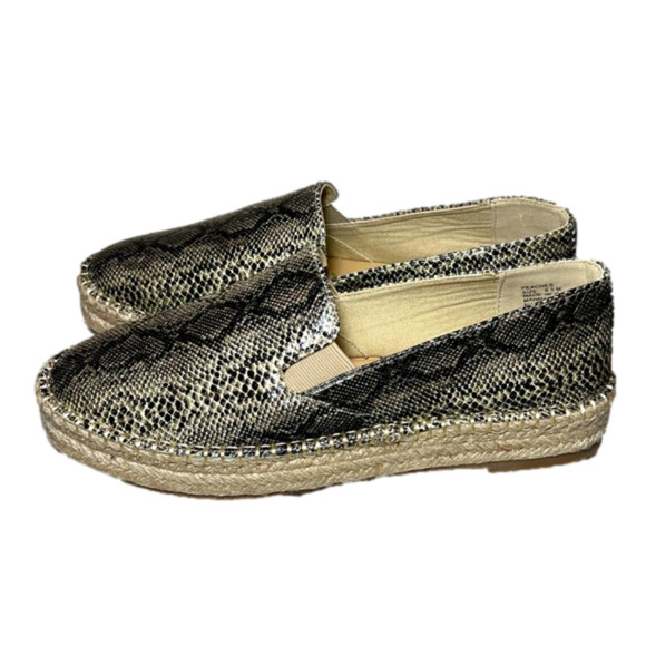 COCONUTS by Matisse Faux Snakeskin Espadrille Peaches Loafers Size 8.5 NEW - Picture 1 of 6